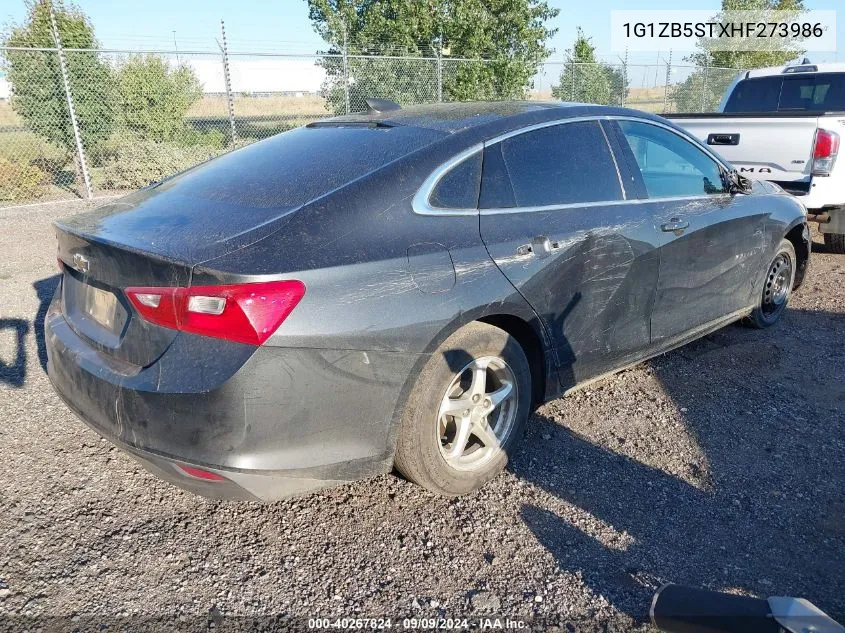 2017 Chevrolet Malibu Ls VIN: 1G1ZB5STXHF273986 Lot: 40267824