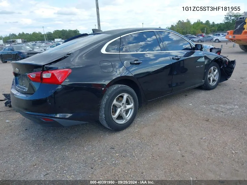 2017 Chevrolet Malibu 1Fl VIN: 1G1ZC5ST3HF181955 Lot: 40391950