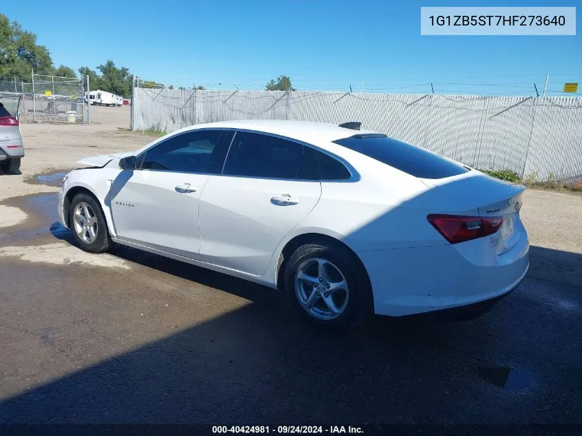 2017 Chevrolet Malibu Ls VIN: 1G1ZB5ST7HF273640 Lot: 40424981