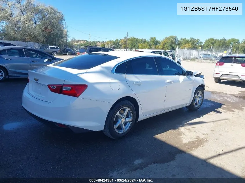 2017 Chevrolet Malibu Ls VIN: 1G1ZB5ST7HF273640 Lot: 40424981