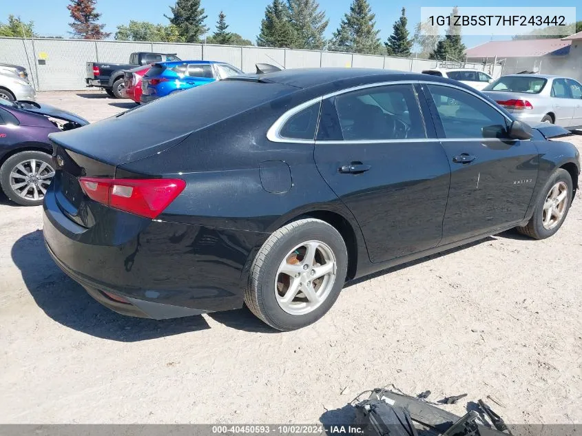 2017 Chevrolet Malibu Ls VIN: 1G1ZB5ST7HF243442 Lot: 40450593