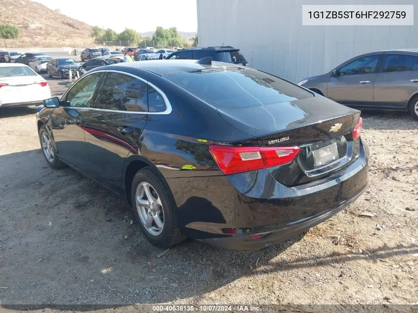 2017 Chevrolet Malibu Ls VIN: 1G1ZB5ST6HF292759 Lot: 40538135