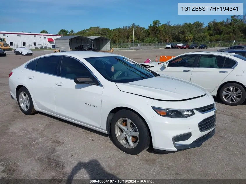 2017 Chevrolet Malibu Ls VIN: 1G1ZB5ST7HF194341 Lot: 40604107