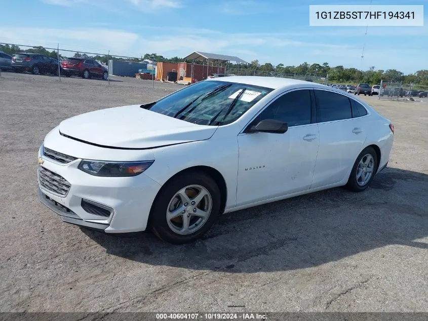 2017 Chevrolet Malibu Ls VIN: 1G1ZB5ST7HF194341 Lot: 40604107