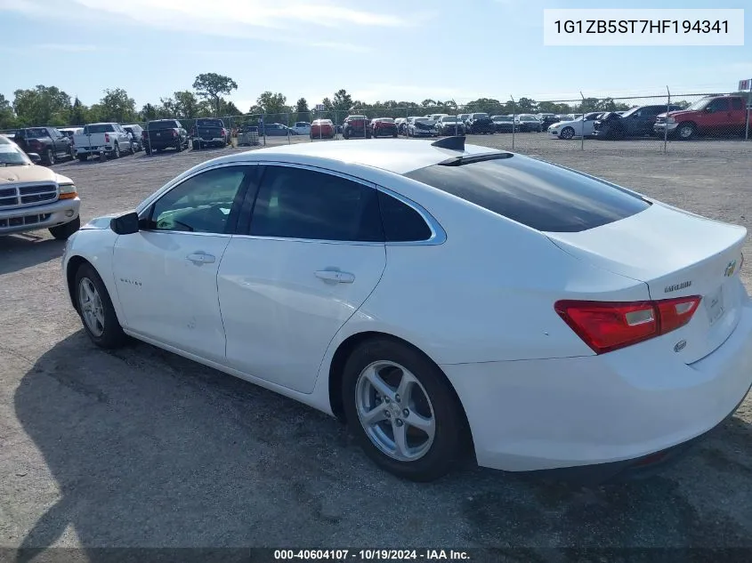 2017 Chevrolet Malibu Ls VIN: 1G1ZB5ST7HF194341 Lot: 40604107