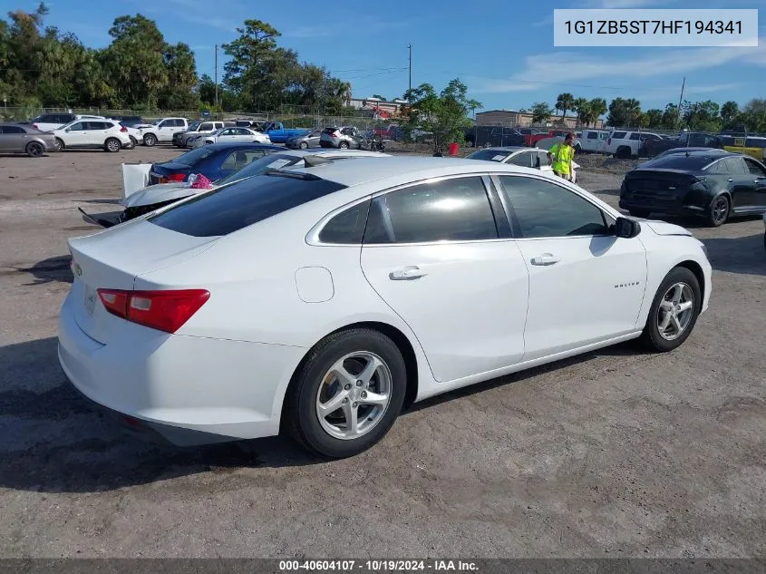 2017 Chevrolet Malibu Ls VIN: 1G1ZB5ST7HF194341 Lot: 40604107