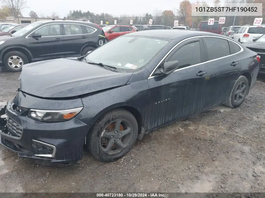 2017 Chevrolet Malibu Ls VIN: 1G1ZB5ST7HF190452 Lot: 40723180