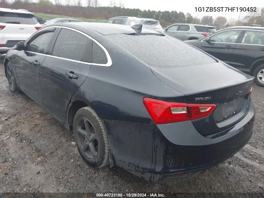 2017 Chevrolet Malibu Ls VIN: 1G1ZB5ST7HF190452 Lot: 40723180