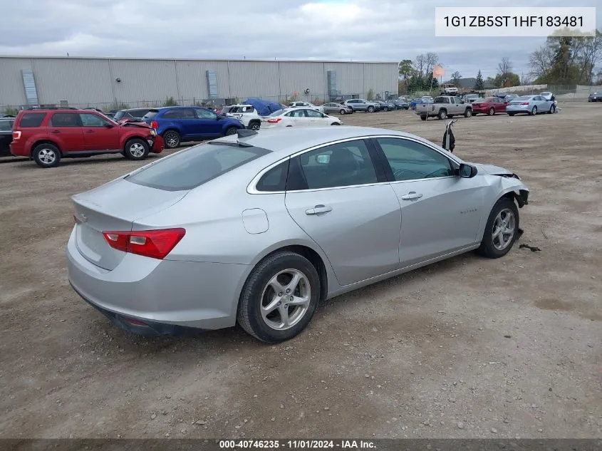 2017 Chevrolet Malibu Ls VIN: 1G1ZB5ST1HF183481 Lot: 40746235