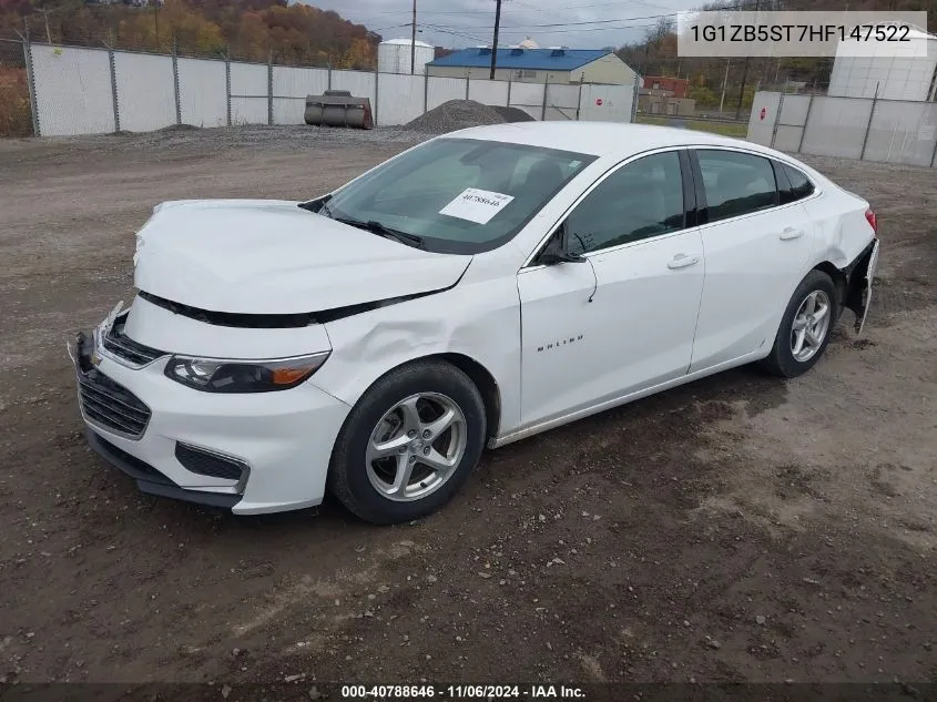 2017 Chevrolet Malibu Ls VIN: 1G1ZB5ST7HF147522 Lot: 40788646