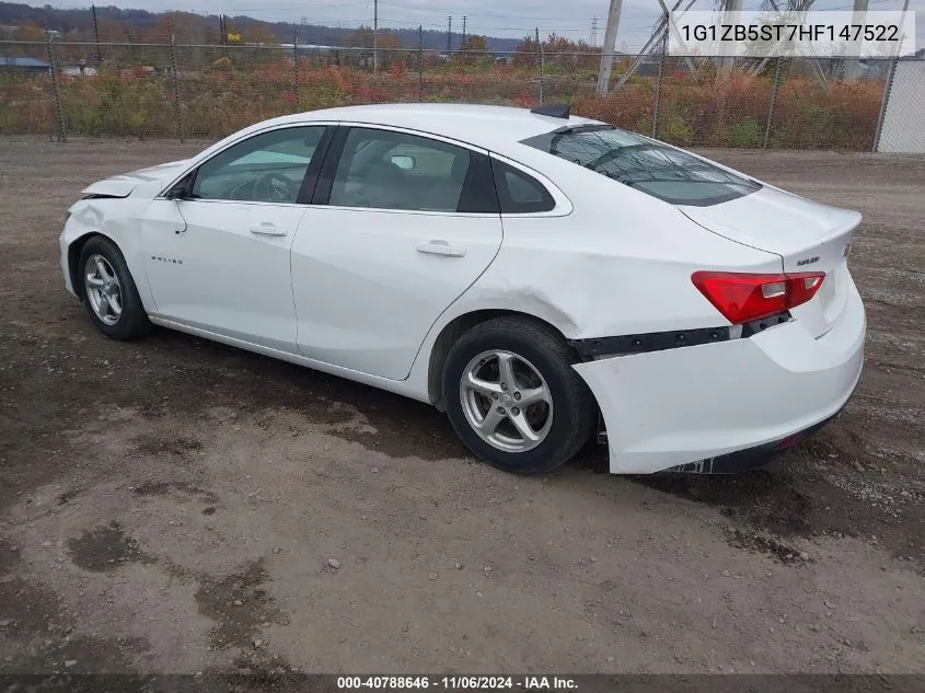 2017 Chevrolet Malibu Ls VIN: 1G1ZB5ST7HF147522 Lot: 40788646