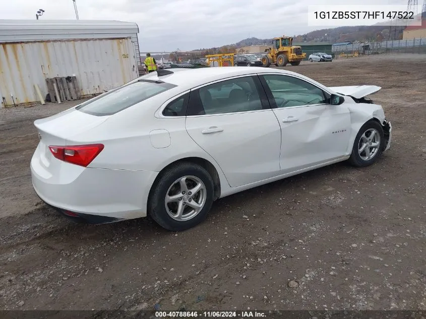 2017 Chevrolet Malibu Ls VIN: 1G1ZB5ST7HF147522 Lot: 40788646