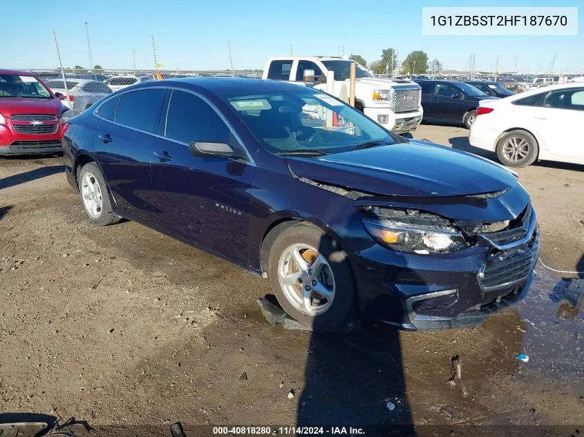 2017 Chevrolet Malibu Ls VIN: 1G1ZB5ST2HF187670 Lot: 40818280