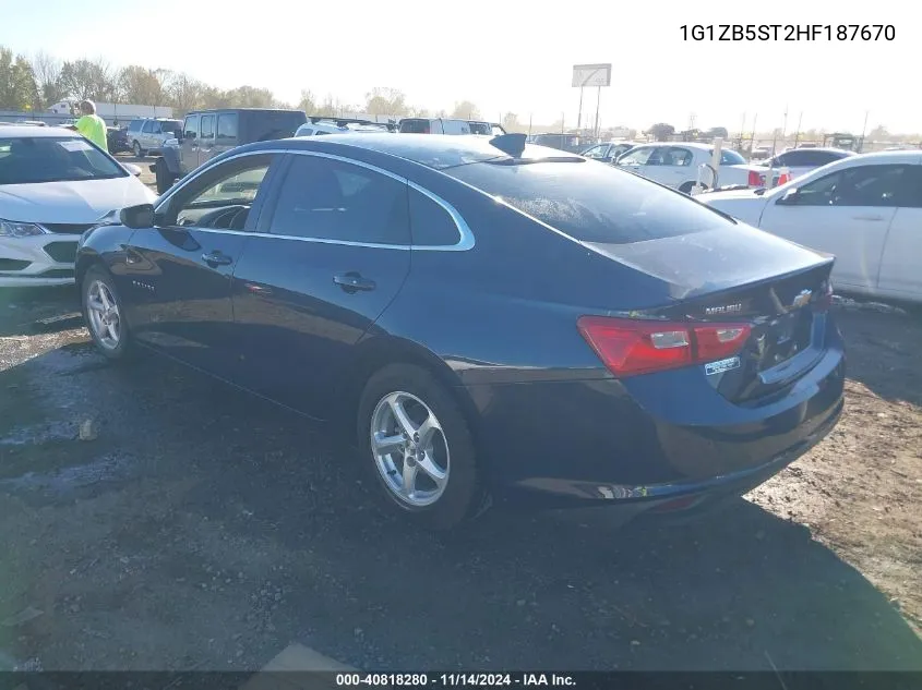 2017 Chevrolet Malibu Ls VIN: 1G1ZB5ST2HF187670 Lot: 40818280