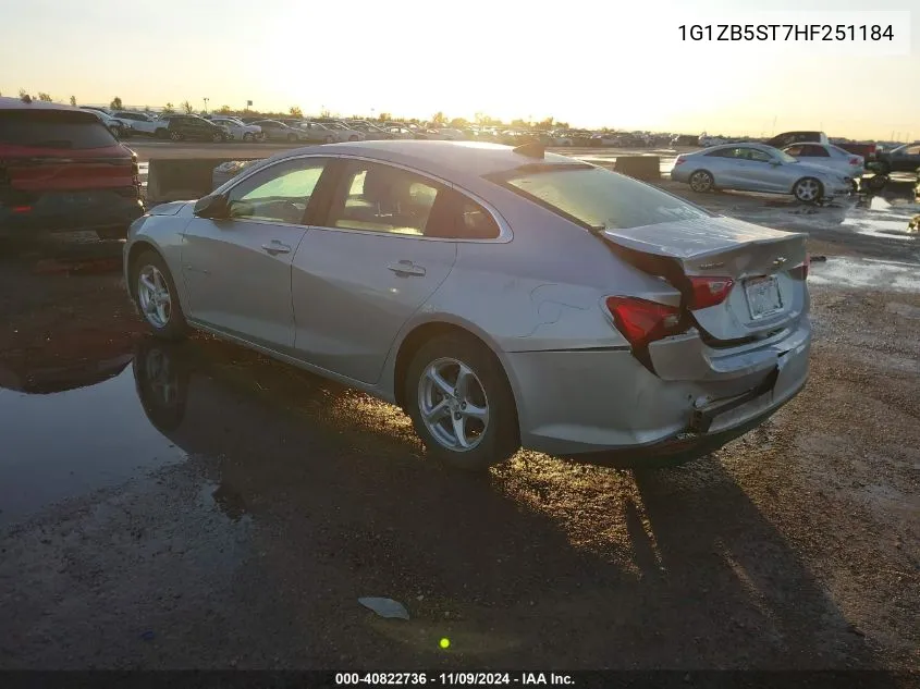 2017 Chevrolet Malibu Ls VIN: 1G1ZB5ST7HF251184 Lot: 40822736