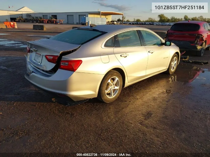 2017 Chevrolet Malibu Ls VIN: 1G1ZB5ST7HF251184 Lot: 40822736