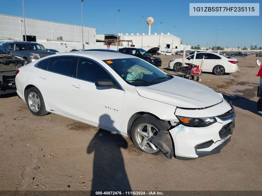 2017 Chevrolet Malibu Ls VIN: 1G1ZB5ST7HF235115 Lot: 40872476