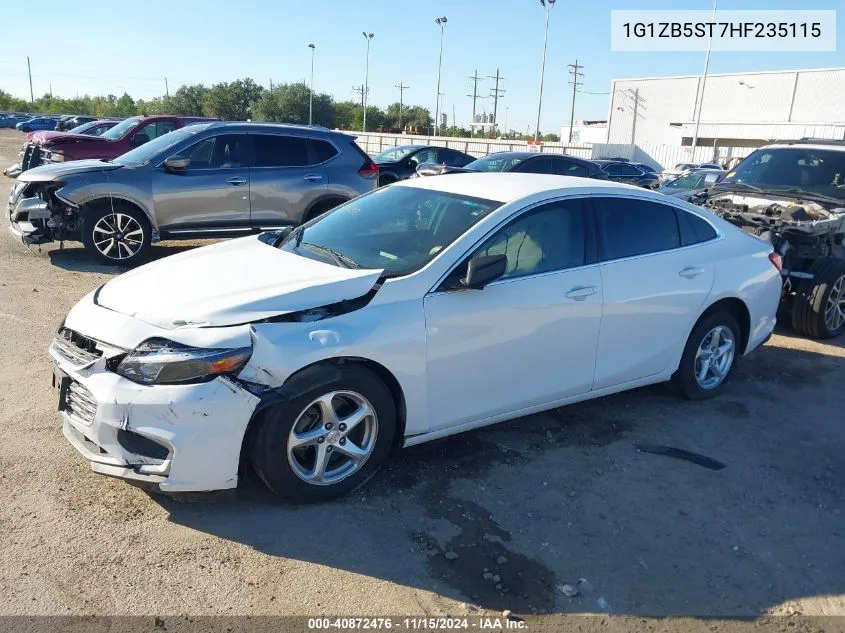 2017 Chevrolet Malibu Ls VIN: 1G1ZB5ST7HF235115 Lot: 40872476