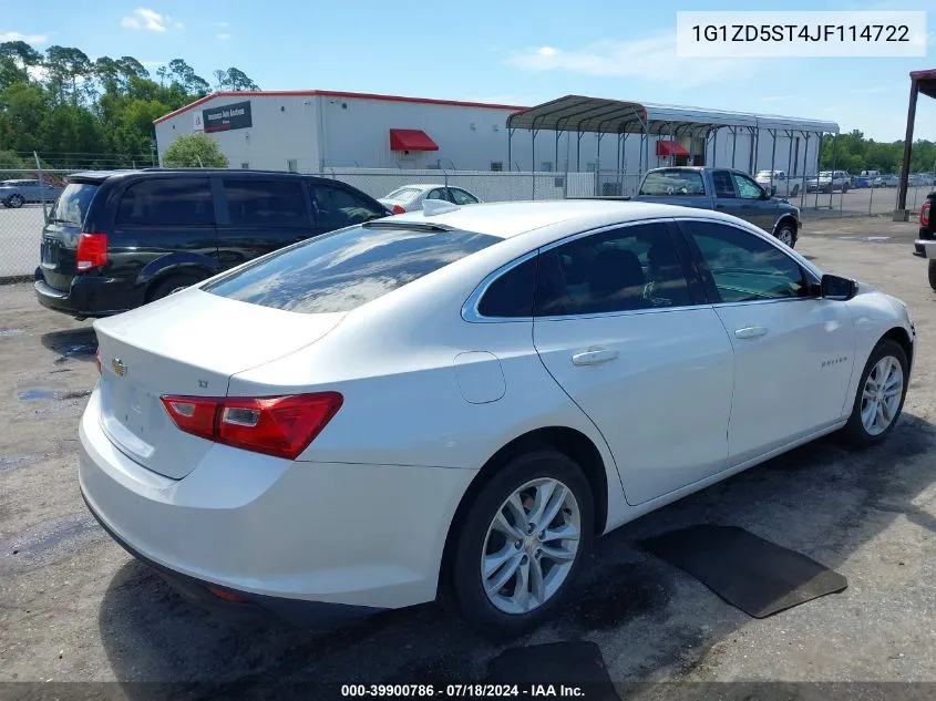 2018 Chevrolet Malibu Lt VIN: 1G1ZD5ST4JF114722 Lot: 39900786