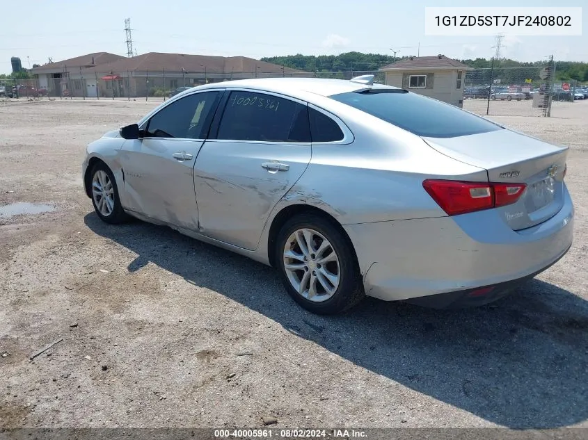 2018 Chevrolet Malibu Lt VIN: 1G1ZD5ST7JF240802 Lot: 40005961