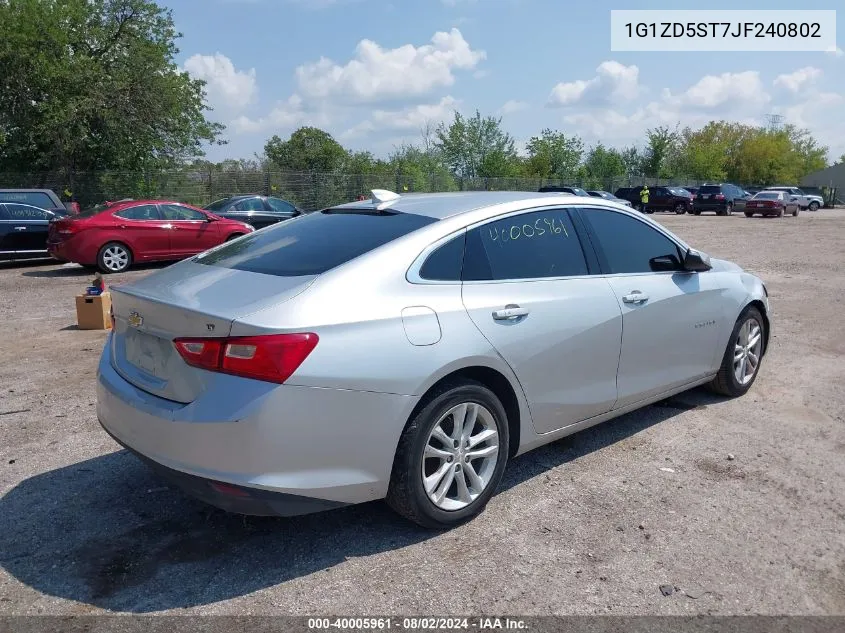 2018 Chevrolet Malibu Lt VIN: 1G1ZD5ST7JF240802 Lot: 40005961