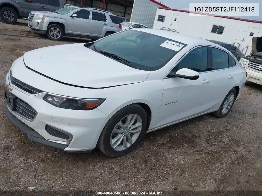 2018 Chevrolet Malibu Lt VIN: 1G1ZD5ST2JF112418 Lot: 40040588