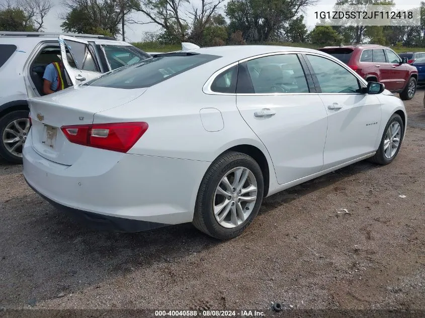 2018 Chevrolet Malibu Lt VIN: 1G1ZD5ST2JF112418 Lot: 40040588