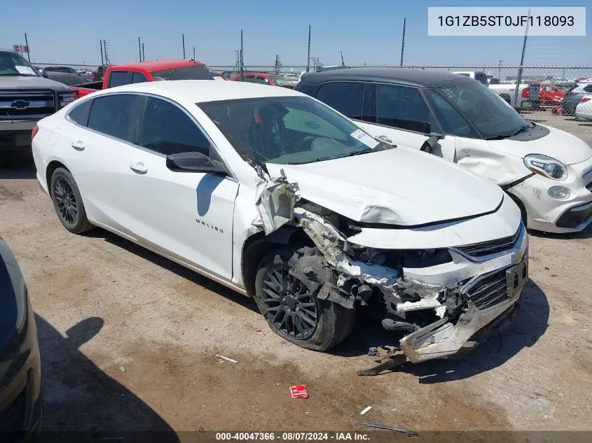 2018 Chevrolet Malibu 1Ls VIN: 1G1ZB5ST0JF118093 Lot: 40047366