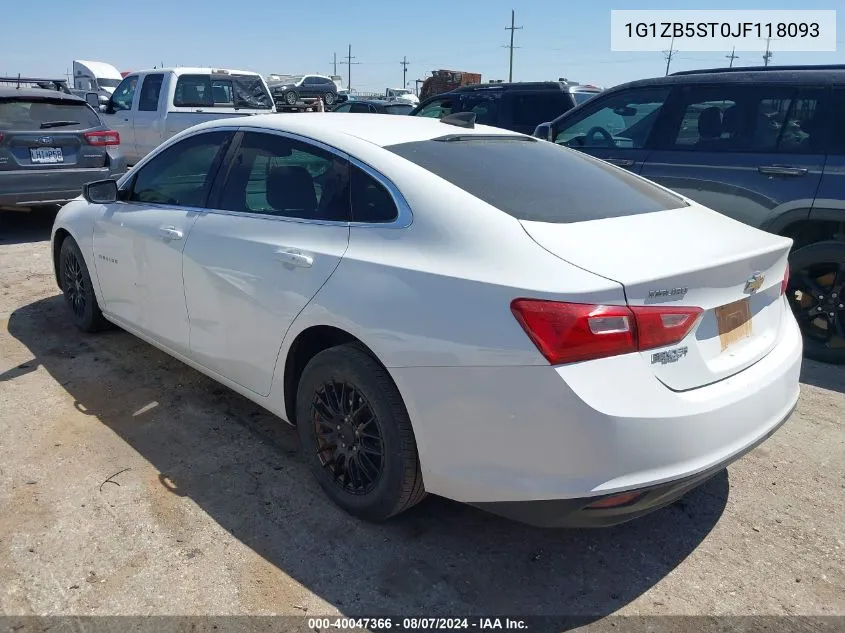 2018 Chevrolet Malibu 1Ls VIN: 1G1ZB5ST0JF118093 Lot: 40047366