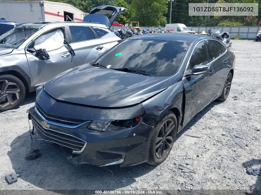 2018 Chevrolet Malibu Lt VIN: 1G1ZD5ST8JF136092 Lot: 40138796