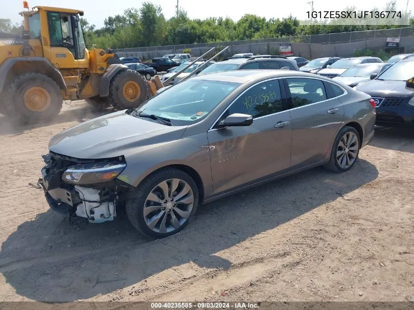 1G1ZE5SX1JF136774 2018 Chevrolet Malibu Premier