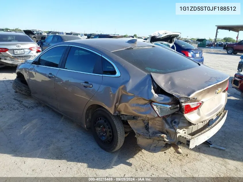 2018 Chevrolet Malibu Lt VIN: 1G1ZD5ST0JF188512 Lot: 40275469