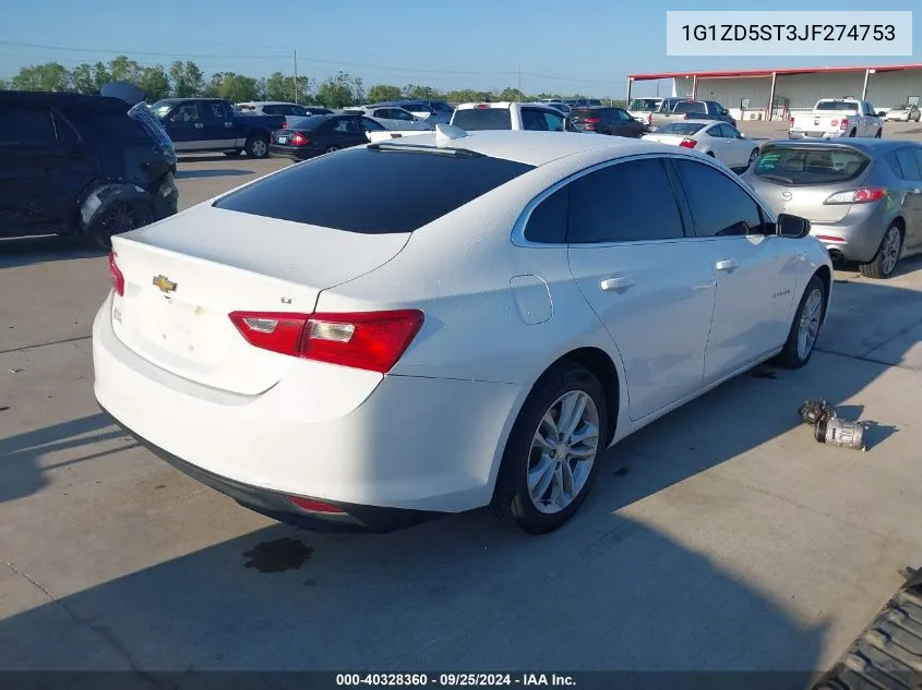 2018 Chevrolet Malibu Lt VIN: 1G1ZD5ST3JF274753 Lot: 40328360