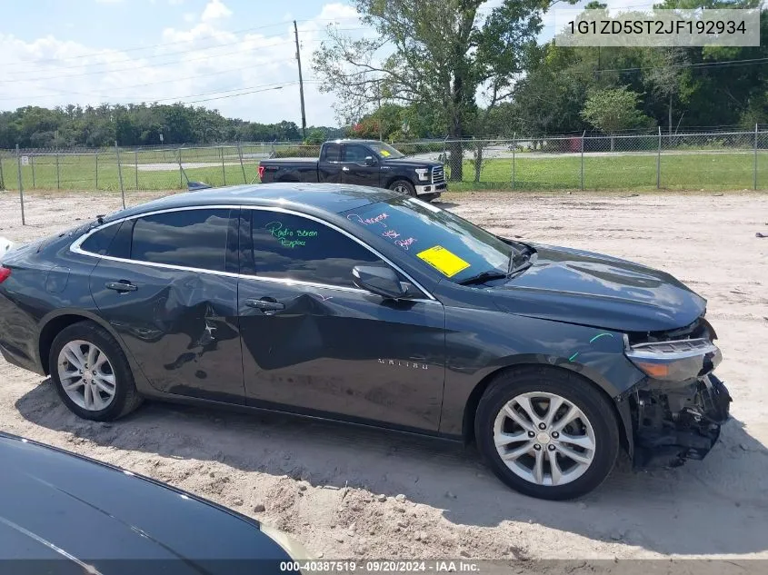 2018 Chevrolet Malibu Lt VIN: 1G1ZD5ST2JF192934 Lot: 40387519