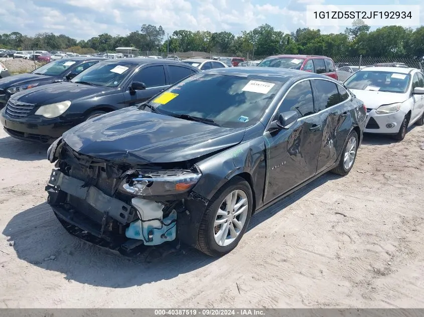 2018 Chevrolet Malibu Lt VIN: 1G1ZD5ST2JF192934 Lot: 40387519