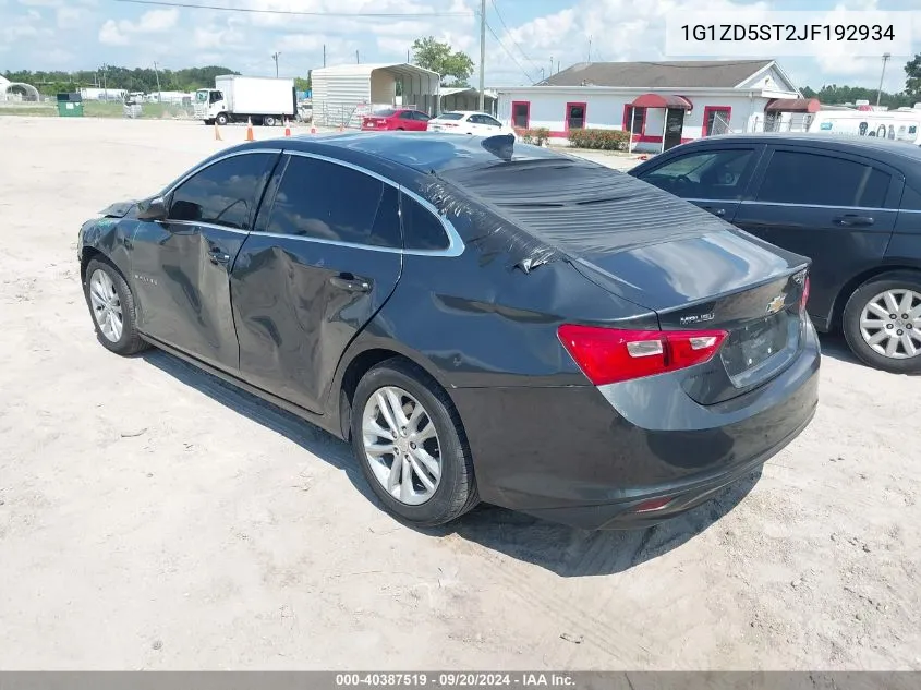 2018 Chevrolet Malibu Lt VIN: 1G1ZD5ST2JF192934 Lot: 40387519