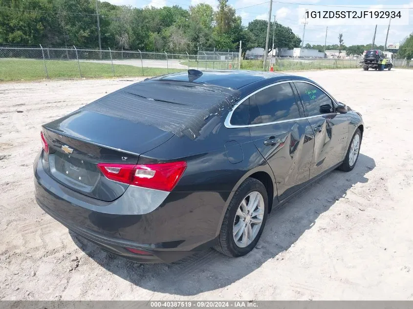 2018 Chevrolet Malibu Lt VIN: 1G1ZD5ST2JF192934 Lot: 40387519