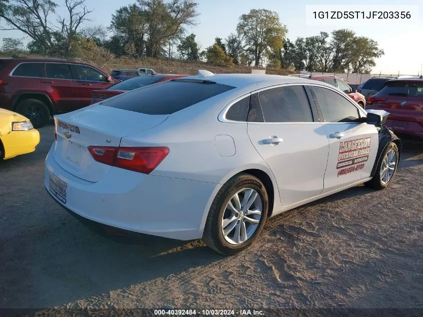 2018 Chevrolet Malibu Lt VIN: 1G1ZD5ST1JF203356 Lot: 40392484