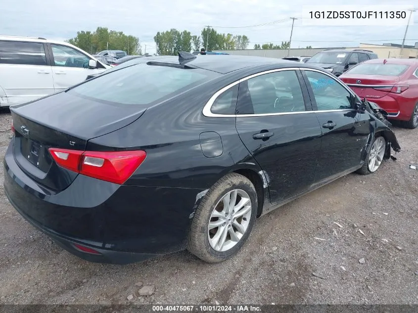 2018 Chevrolet Malibu Lt VIN: 1G1ZD5ST0JF111350 Lot: 40475067