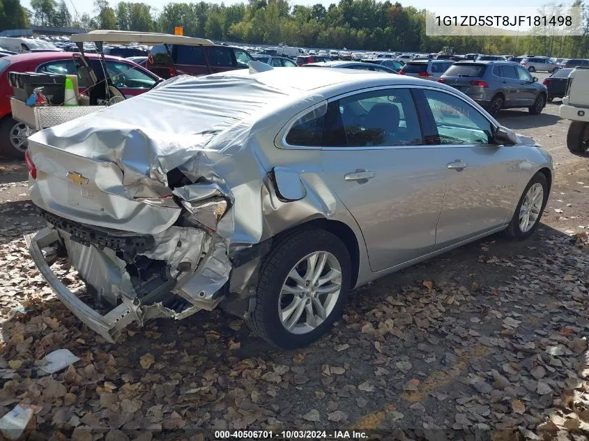 2018 Chevrolet Malibu Lt VIN: 1G1ZD5ST8JF181498 Lot: 40506701