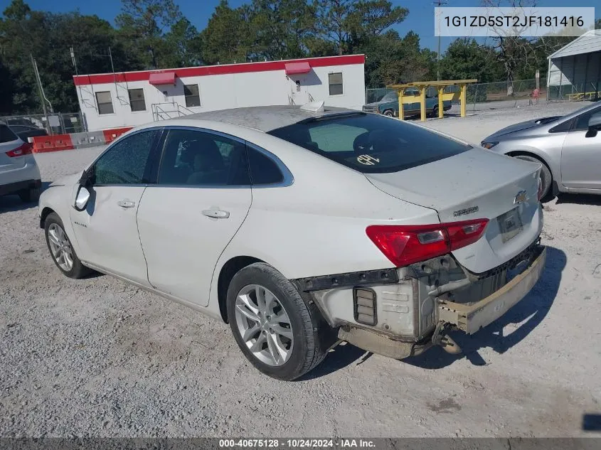 2018 Chevrolet Malibu Lt VIN: 1G1ZD5ST2JF181416 Lot: 40675128