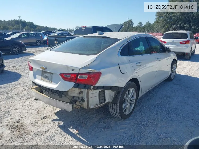 2018 Chevrolet Malibu Lt VIN: 1G1ZD5ST2JF181416 Lot: 40675128