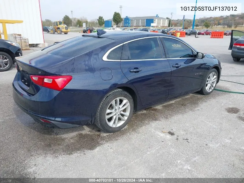 2018 Chevrolet Malibu Lt VIN: 1G1ZD5ST0JF137012 Lot: 40703101