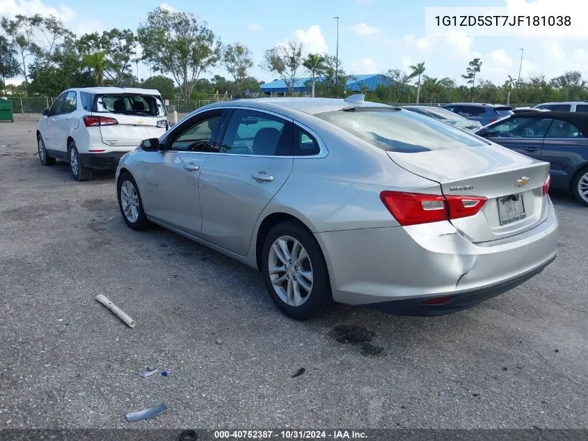 2018 Chevrolet Malibu Lt VIN: 1G1ZD5ST7JF181038 Lot: 40752387