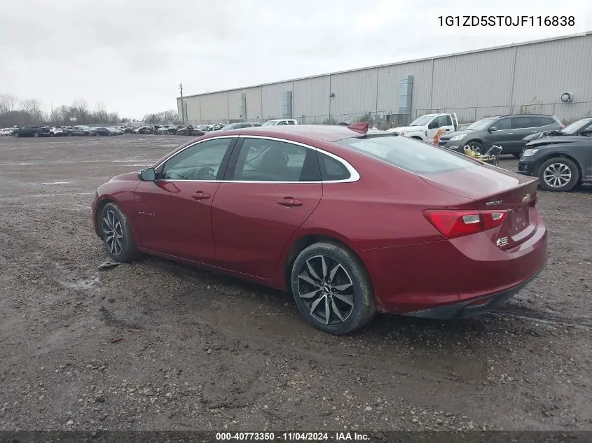 2018 Chevrolet Malibu Lt VIN: 1G1ZD5ST0JF116838 Lot: 40773350