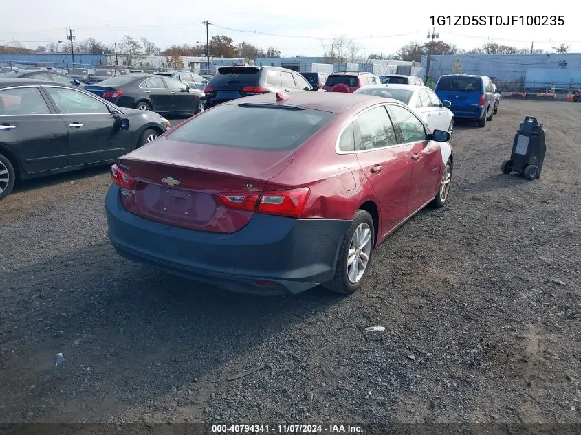 2018 Chevrolet Malibu Lt VIN: 1G1ZD5ST0JF100235 Lot: 40794341