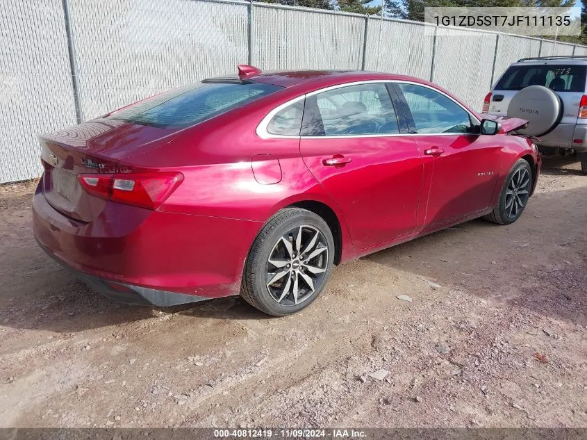 2018 Chevrolet Malibu Lt VIN: 1G1ZD5ST7JF111135 Lot: 40812419