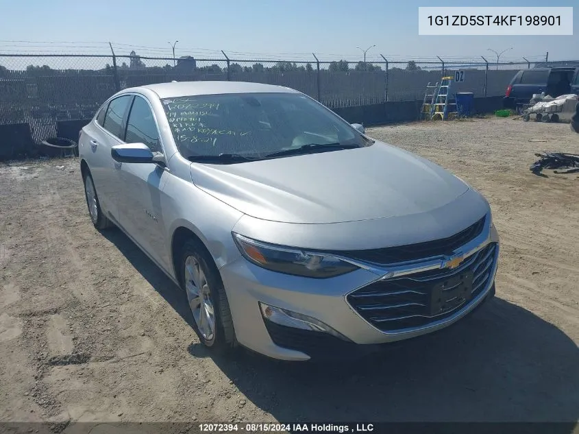 2019 Chevrolet Malibu Lt VIN: 1G1ZD5ST4KF198901 Lot: 12072394