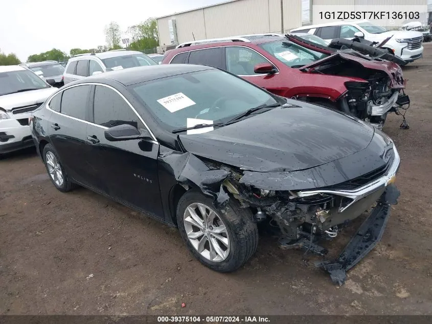 2019 Chevrolet Malibu Lt VIN: 1G1ZD5ST7KF136103 Lot: 39375104