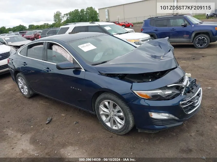 2019 Chevrolet Malibu Lt VIN: 1G1ZD5ST7KF209115 Lot: 39614839